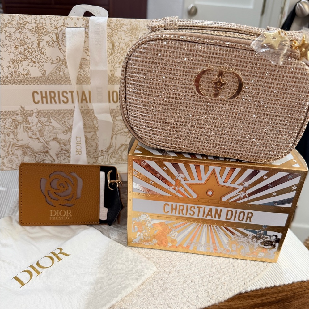 Dior 2025 Holiday GWP Cosmetic Case, Card Mirror, Dior Dust bag & GIFT BAG NEW